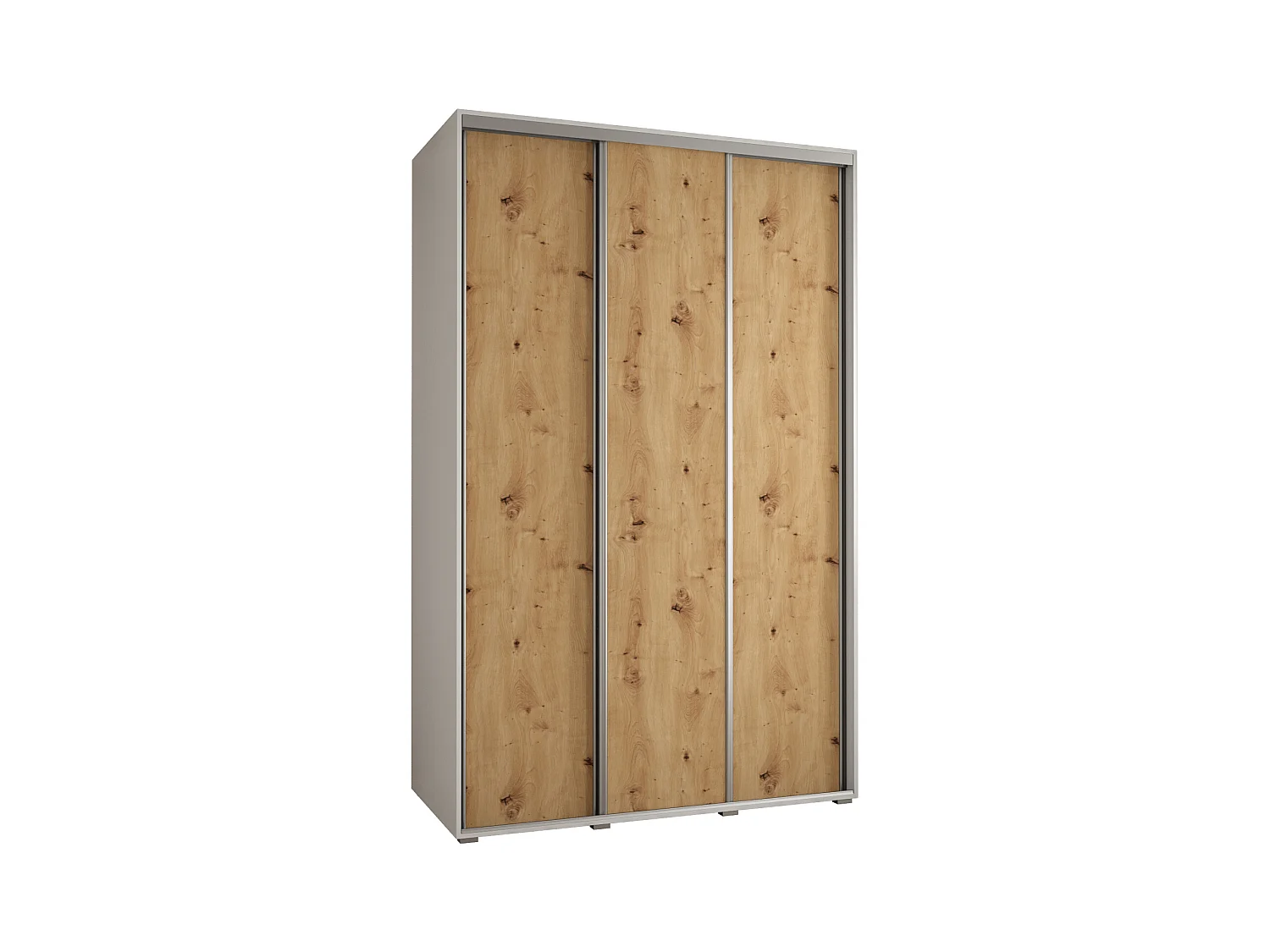 ARMOIRE DAVOS 1 À PORTES COULISSANTES 235,2/150/45 3 portes (Blanc/Artisan/Argent)