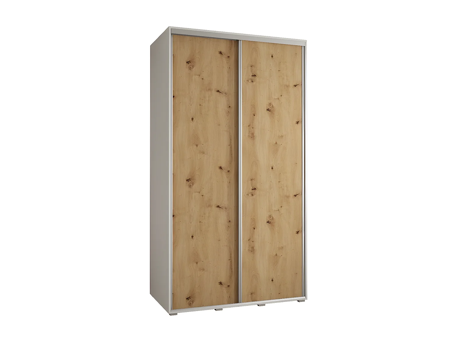 ARMOIRE DAVOS 1 À PORTES COULISSANTES 235,2/140/45 2 portes (Blanc/Artisan/Argent)