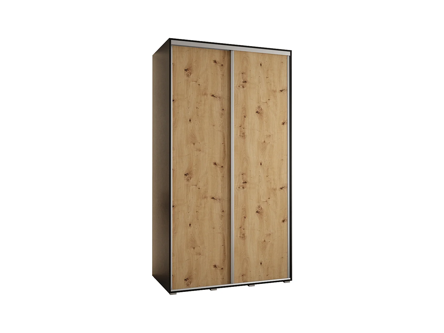 ARMOIRE DAVOS 1 À PORTES COULISSANTES 235,2/130/45 2 portes (Noir/Artisan/Argent)