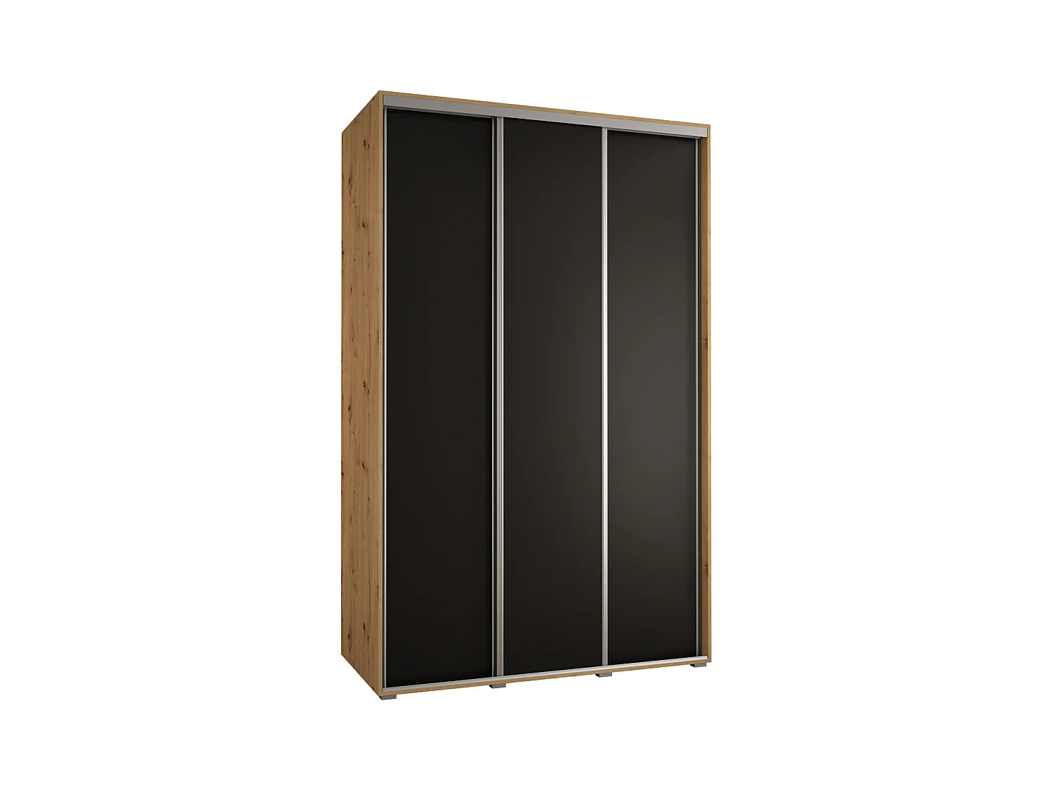 ARMOIRE DAVOS 1 À PORTES COULISSANTES 235,2/150/60 3 portes (Artisan/Noir/Argent)