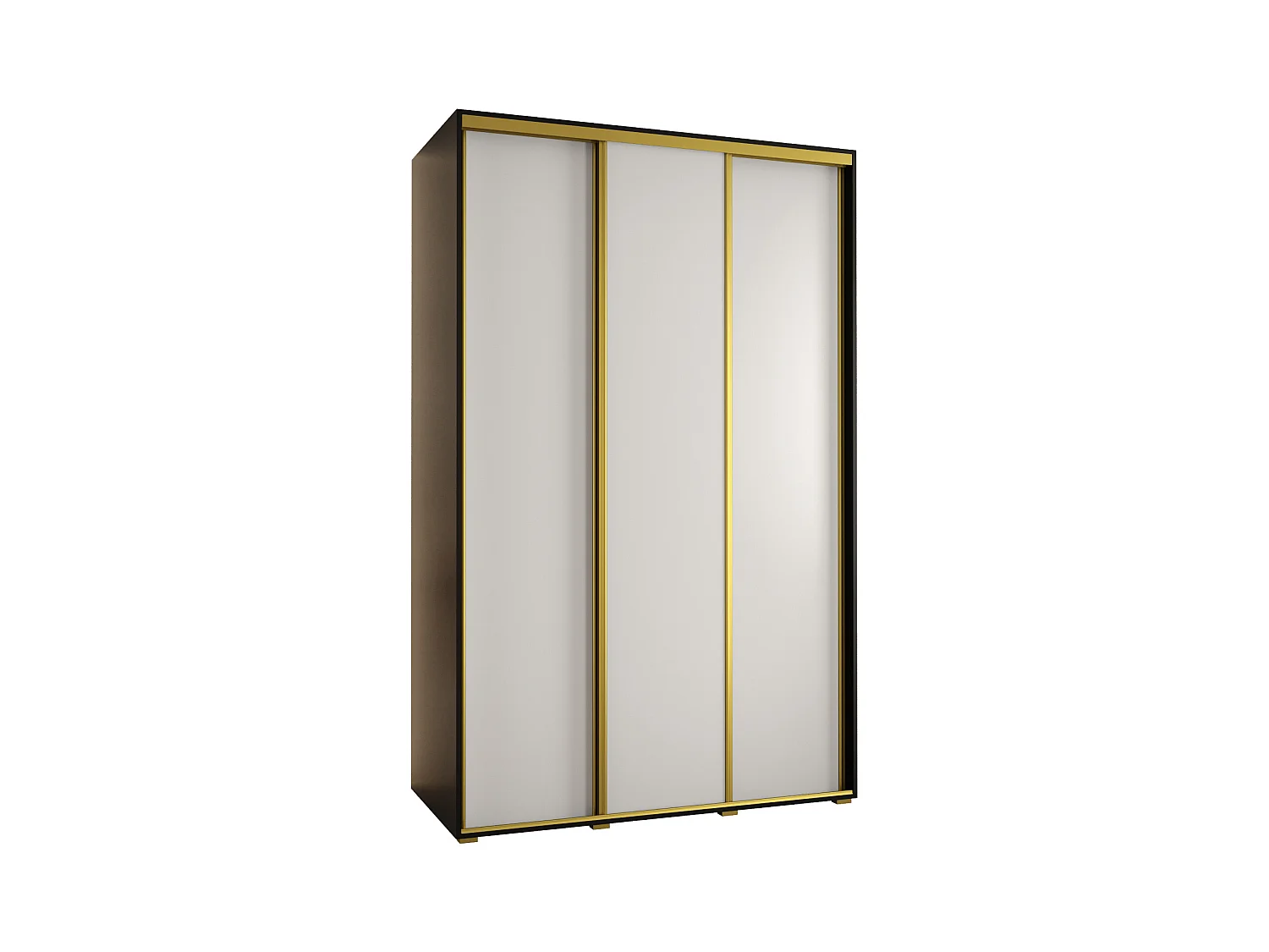 ARMOIRE DAVOS 1 À PORTES COULISSANTES 235,2/150/60 3 portes (Noir/Blanc/Or)