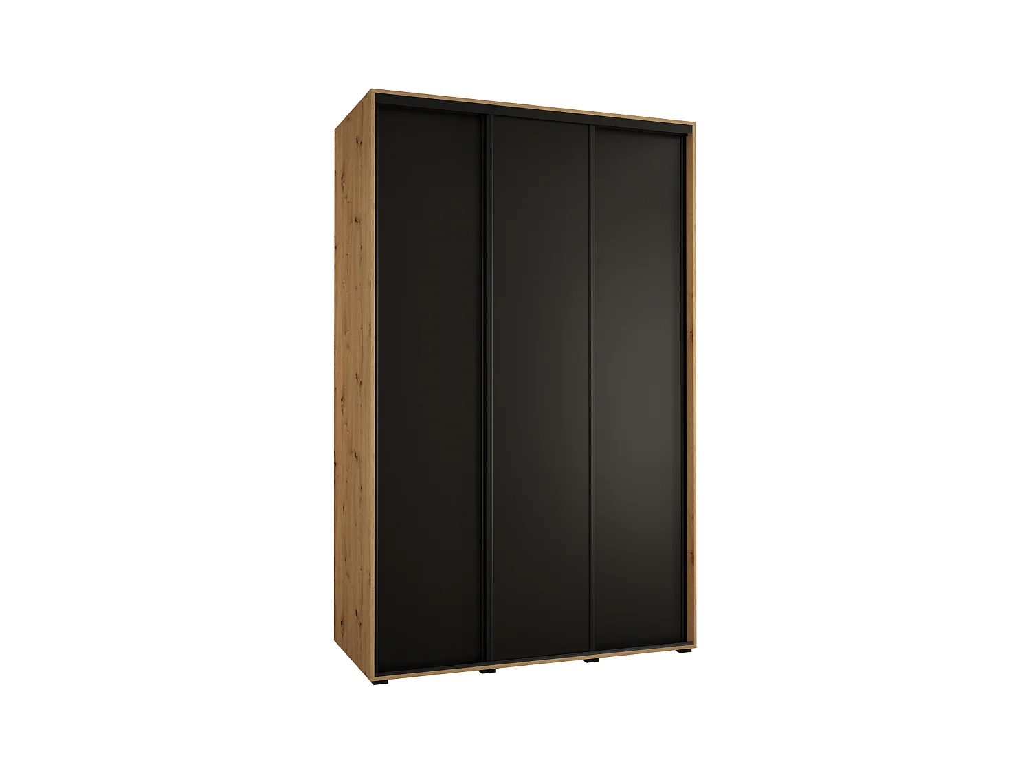 ARMOIRE DAVOS 1 À PORTES COULISSANTES 235,2/150/45 3 portes (Artisan/Noir/Noir)