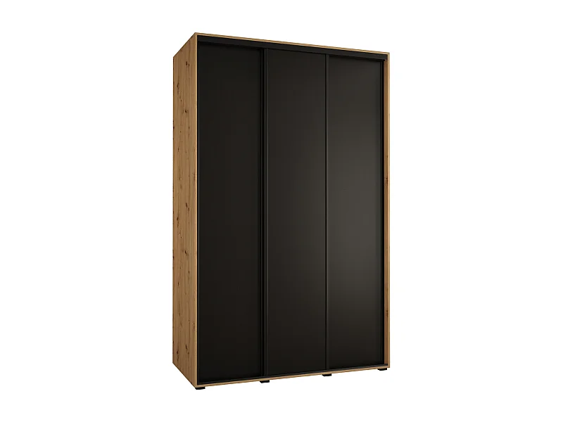 ARMOIRE DAVOS 1 À PORTES COULISSANTES 235,2/150/45 3 portes (Artisan/Noir/Noir)