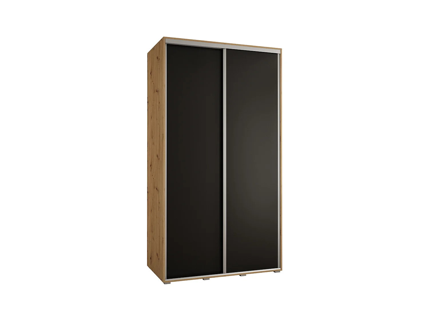 ARMOIRE DAVOS 1 À PORTES COULISSANTES 235,2/140/45 2 portes (Artisan/Noir/Argent)