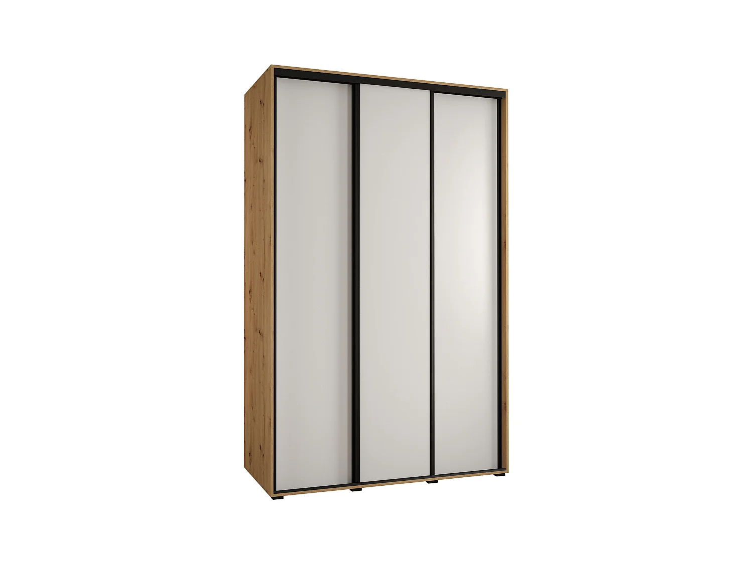 ARMOIRE DAVOS 1 À PORTES COULISSANTES 235,2/150/60 3 portes (Artisan/Blanc/Noir)