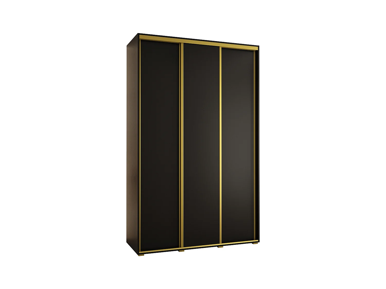 ARMOIRE DAVOS 1 À PORTES COULISSANTES 235,2/150/45 3 portes (Noir/Noir/Or)