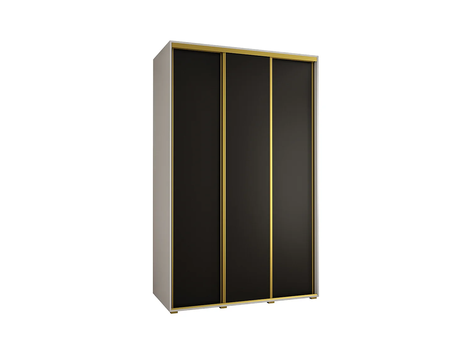 ARMOIRE DAVOS 1 À PORTES COULISSANTES 235,2/150/45 3 portes (Blanc/Noir/Or)