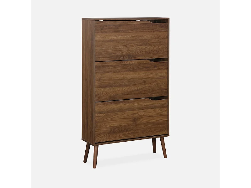 Mobile per scarpe decorazione legno 3 cassetti, noce