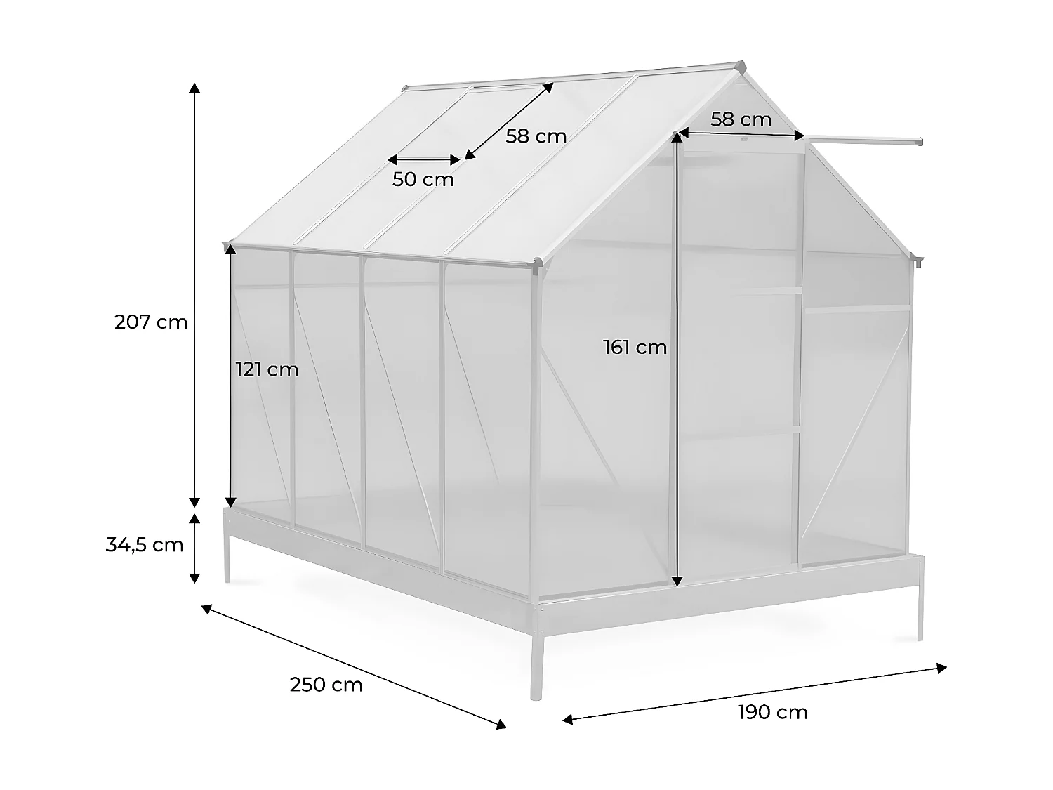 Serra da giardino in policarbonato 5m², trasparente