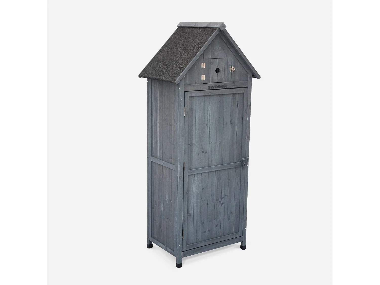 Armoire de jardin en bois. Mimosa anthracite. 77 x 54.5 x 179 cm cm. abri de jardin en bois. armoire de rangement. range outils