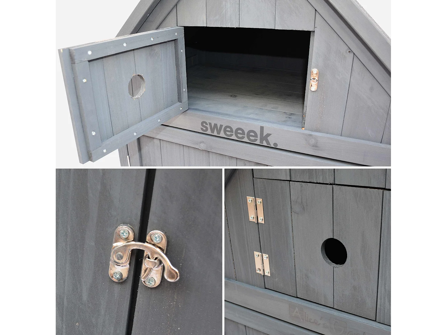 Armoire de jardin en bois. Mimosa anthracite. 77 x 54.5 x 179 cm cm. abri de jardin en bois. armoire de rangement. range outils