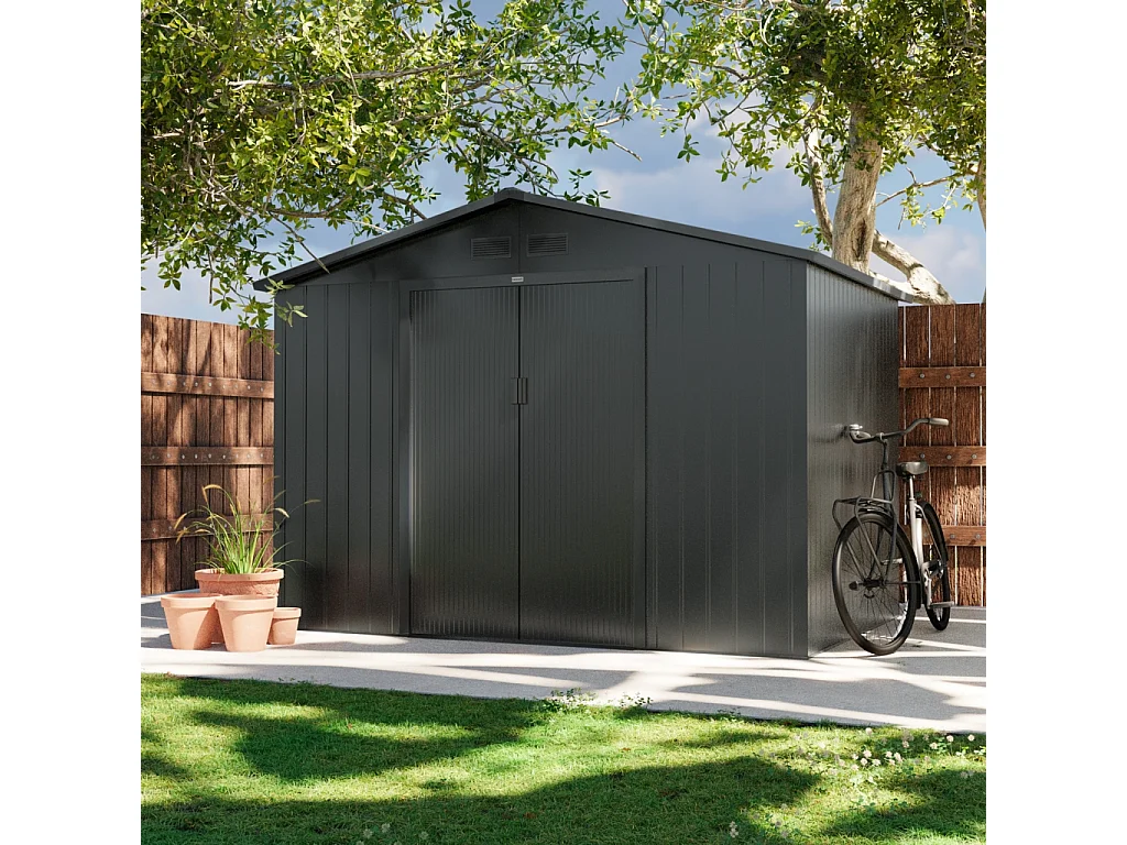 Casetta da giardino in metallo con kit di ancoraggio, 5.9m², antracite