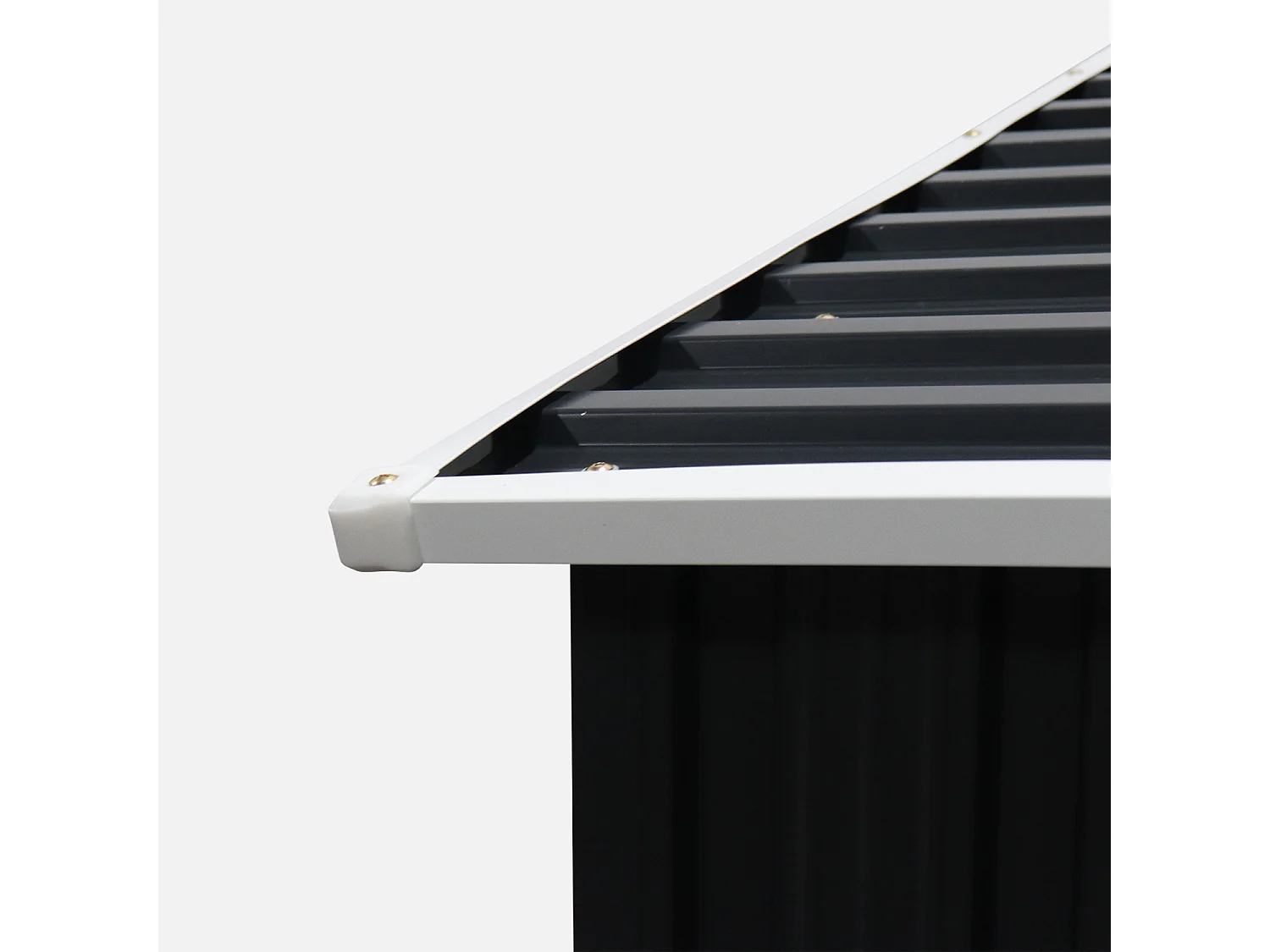 Abri de jardin en métal - LYS 1.36m² gris anthracite et blanc - Cabane à outils avec porte simple à loquet. kit de fixation sol inclus. remise