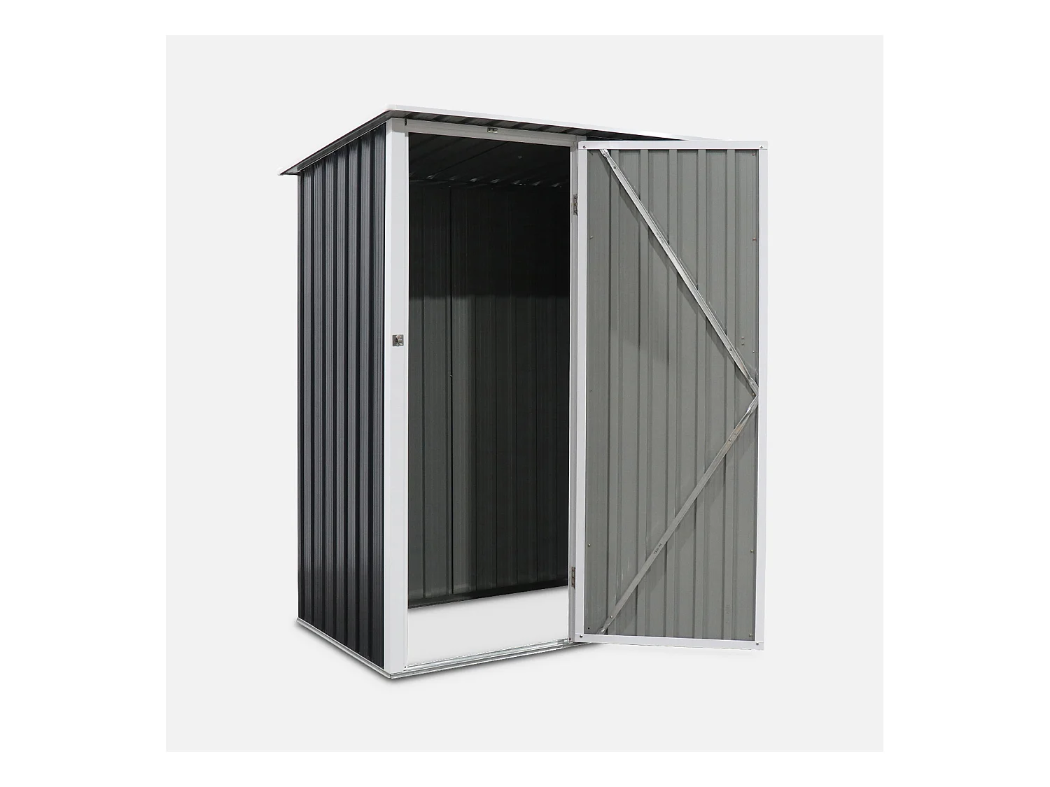 Caseta de jardín metálica gris y blanca, 1.36m² antracita