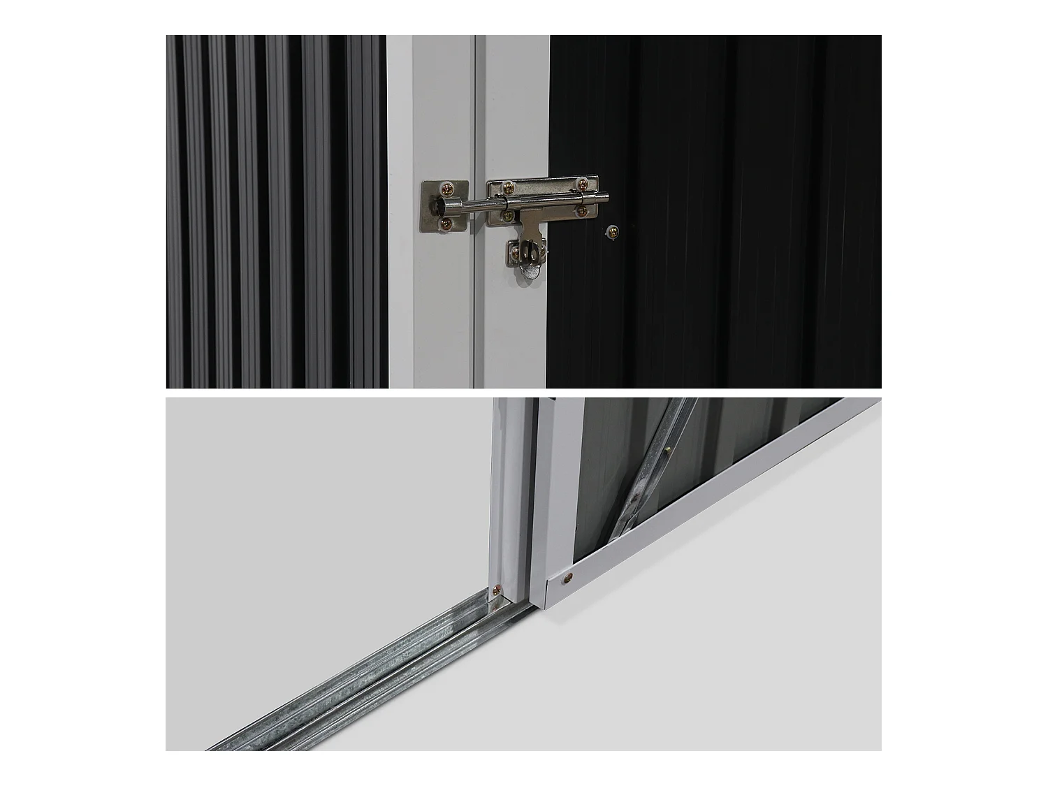 Caseta de jardín metálica gris y blanca, 1.36m² antracita