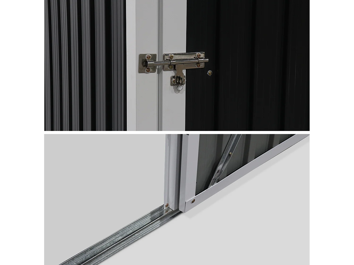 Caseta de jardín metálica gris y blanca, 1.36m² antracita