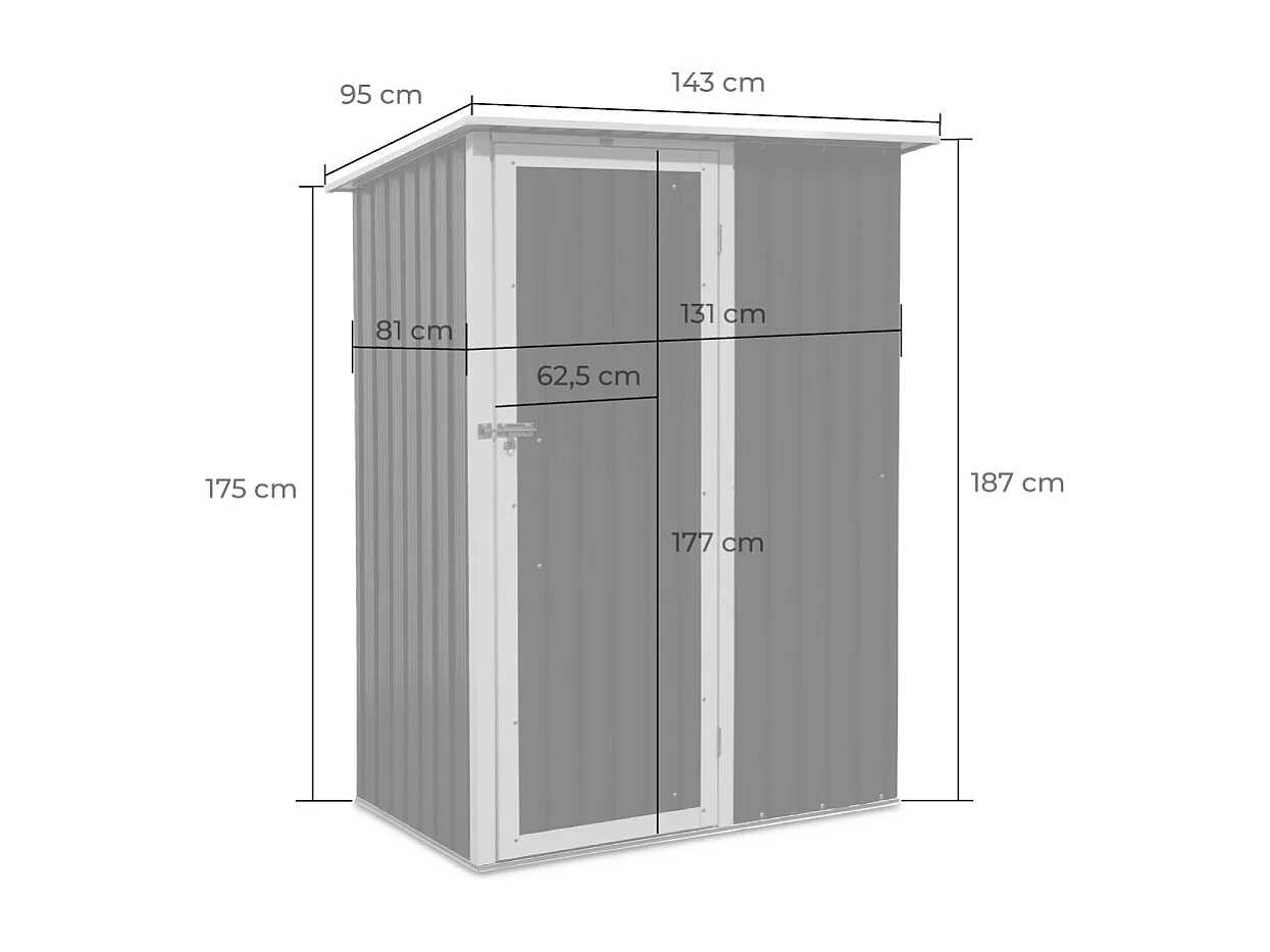 Caseta de jardín metálica gris y blanca, 1.36m² antracita
