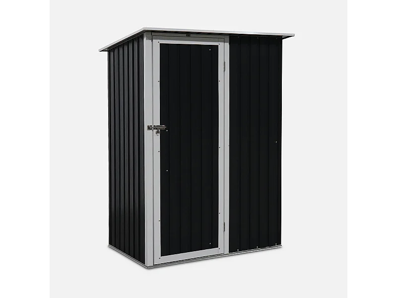 Caseta de jardín metálica gris y blanca, 1.36m² antracita