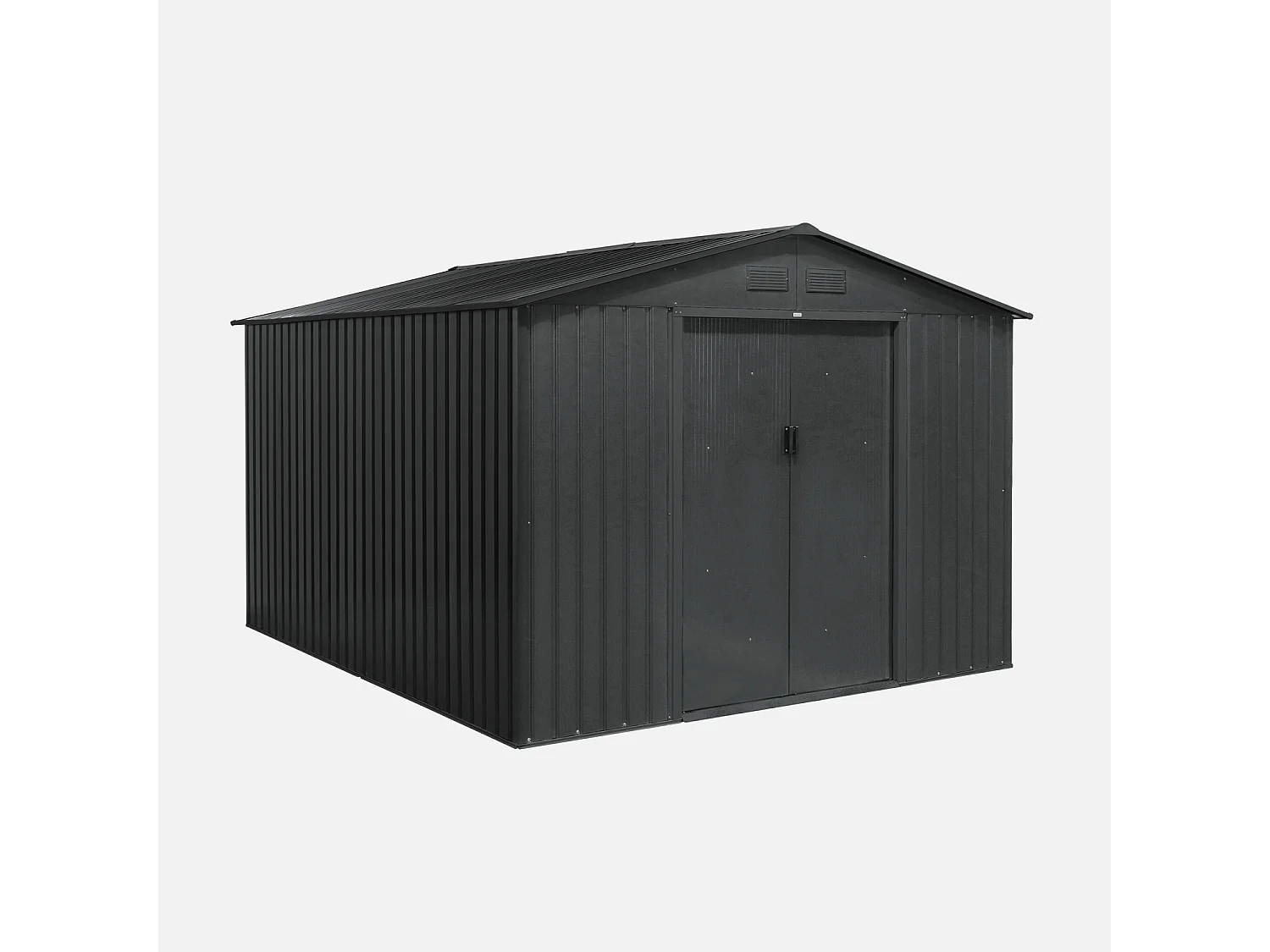 Cobertizo de jardín de metal de 8,95 m² con kit de anclaje antracita