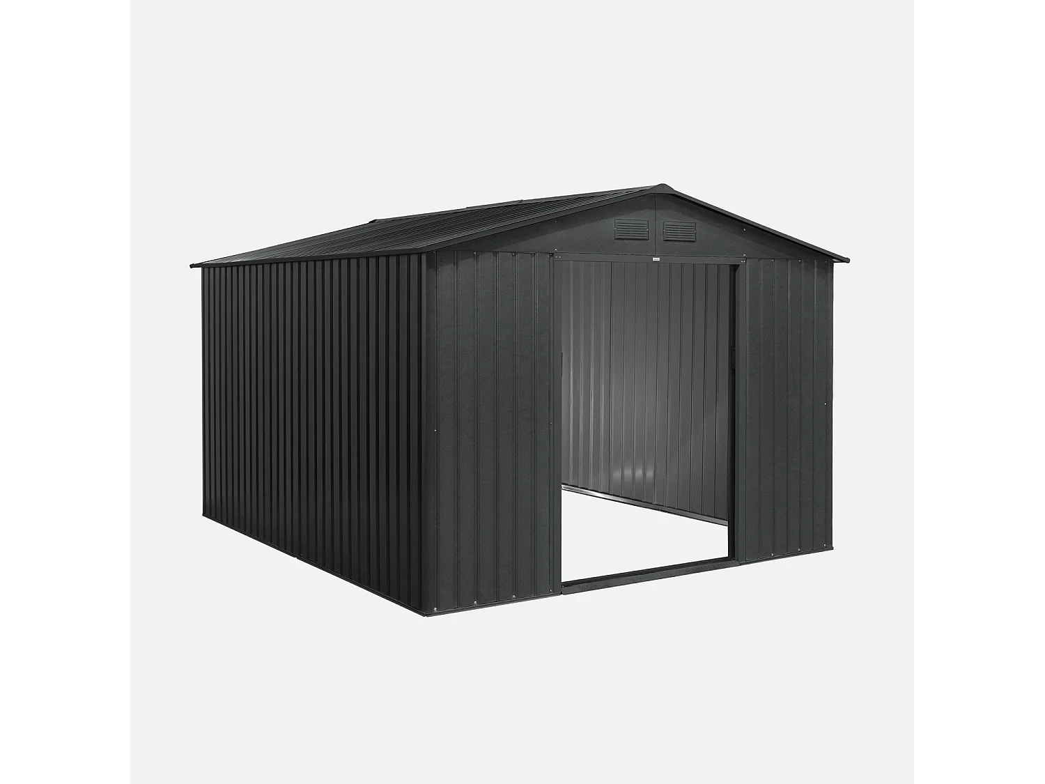 Cobertizo de jardín de metal de 8,95 m² con kit de anclaje antracita