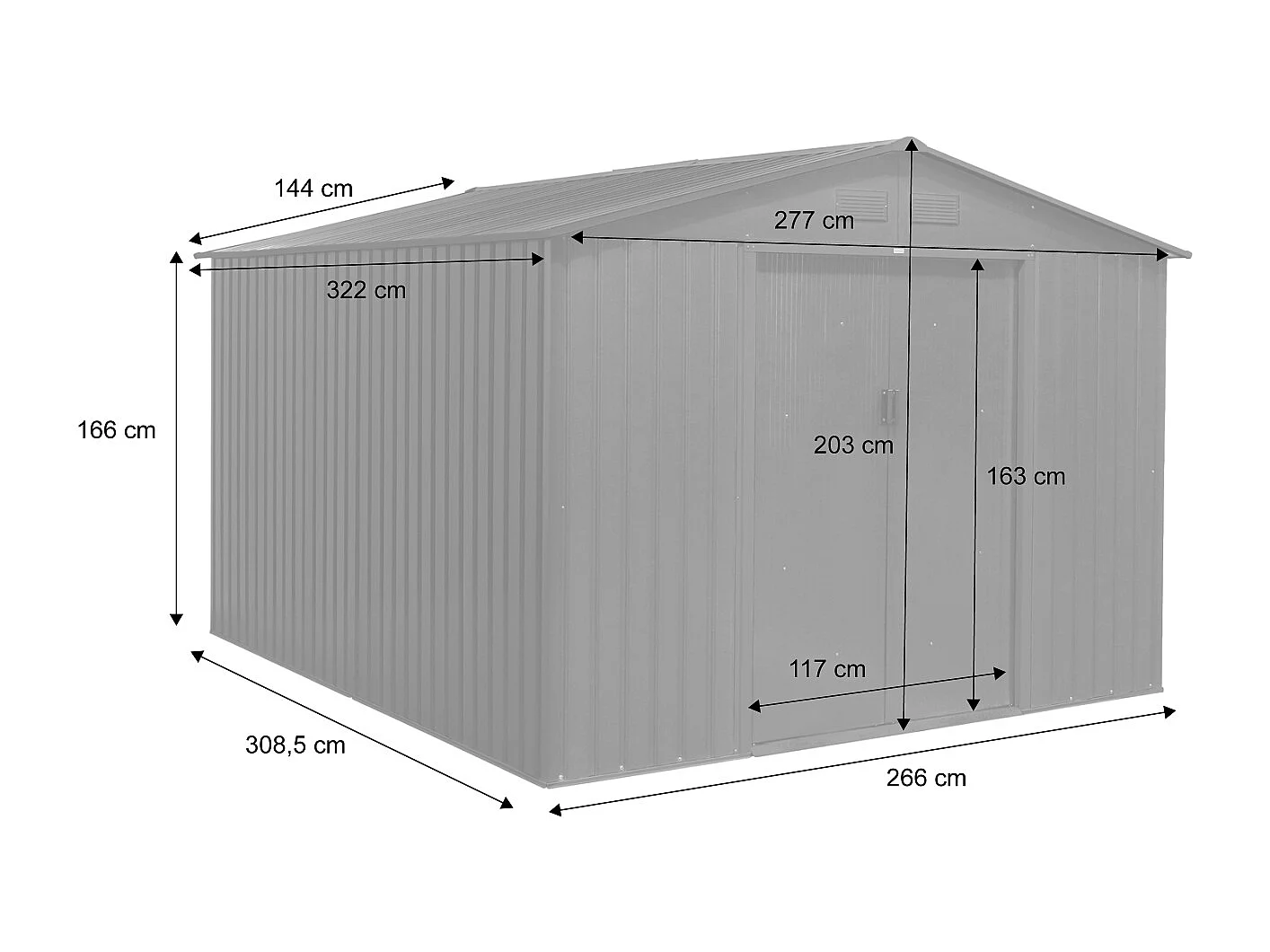 Capannone da giardino in metallo, 8.95m², antracite