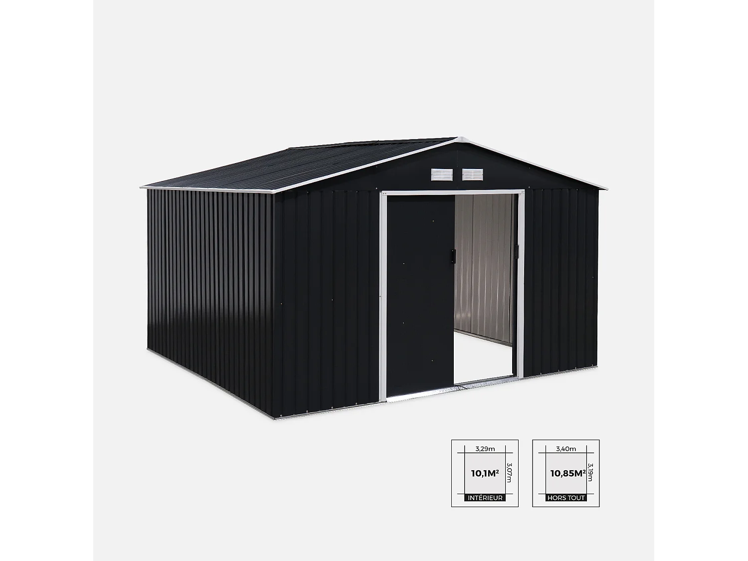 Casetta da giardino in metallo, 10.85m², antracite