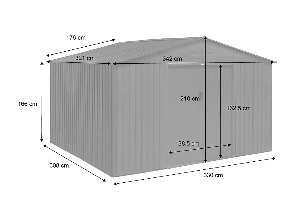 Casetta da giardino in metallo, 10.85m², antracite