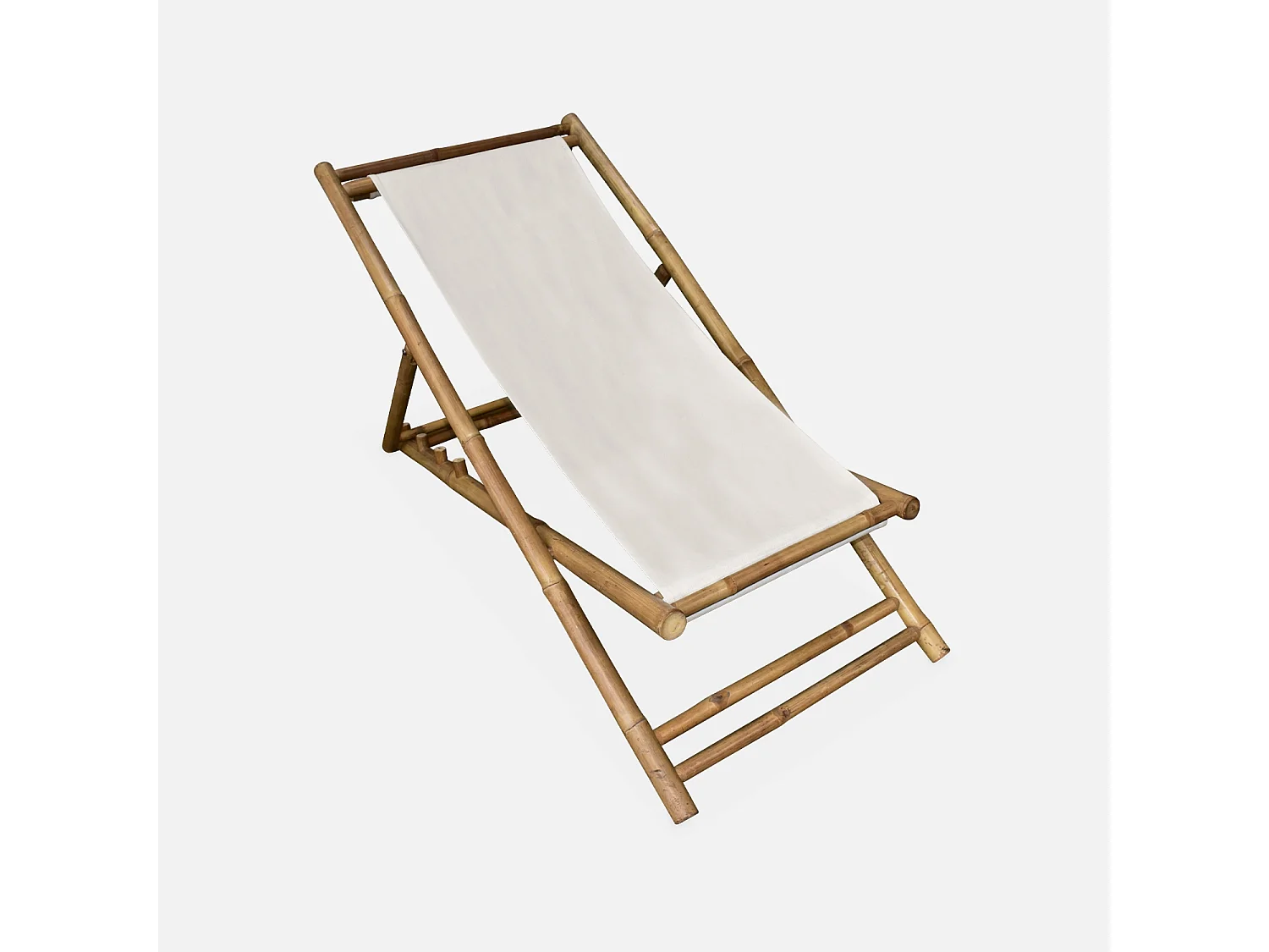 Lot de 2 chiliennes en bambou. toile naturelle polyester et coton. DAVAO L110 x P60 x H94cm