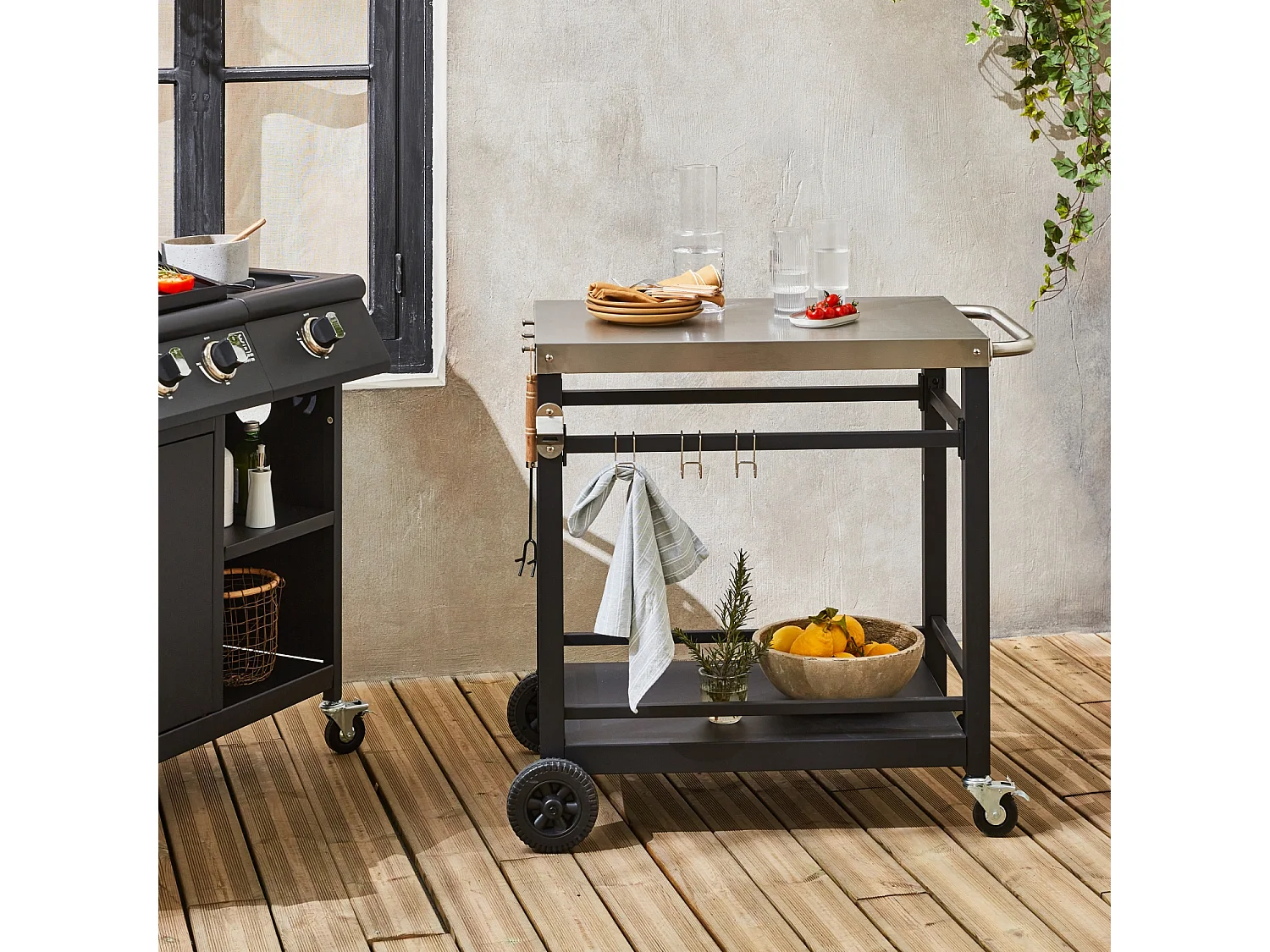 Carrello per barbecue, nero