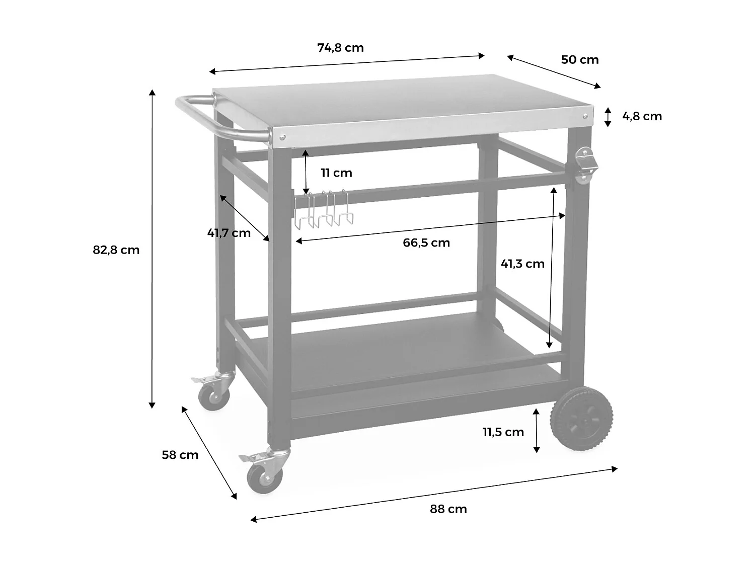 Carrello per barbecue, nero