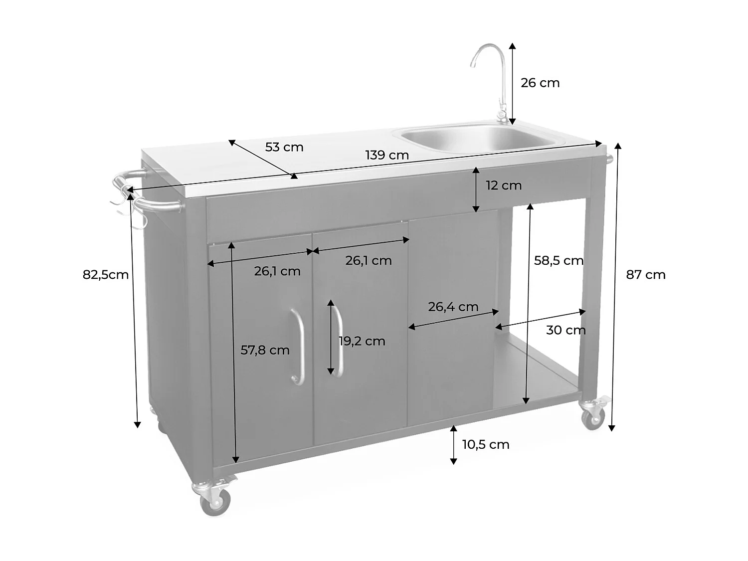 Cucina da esterno in acciaio, nero