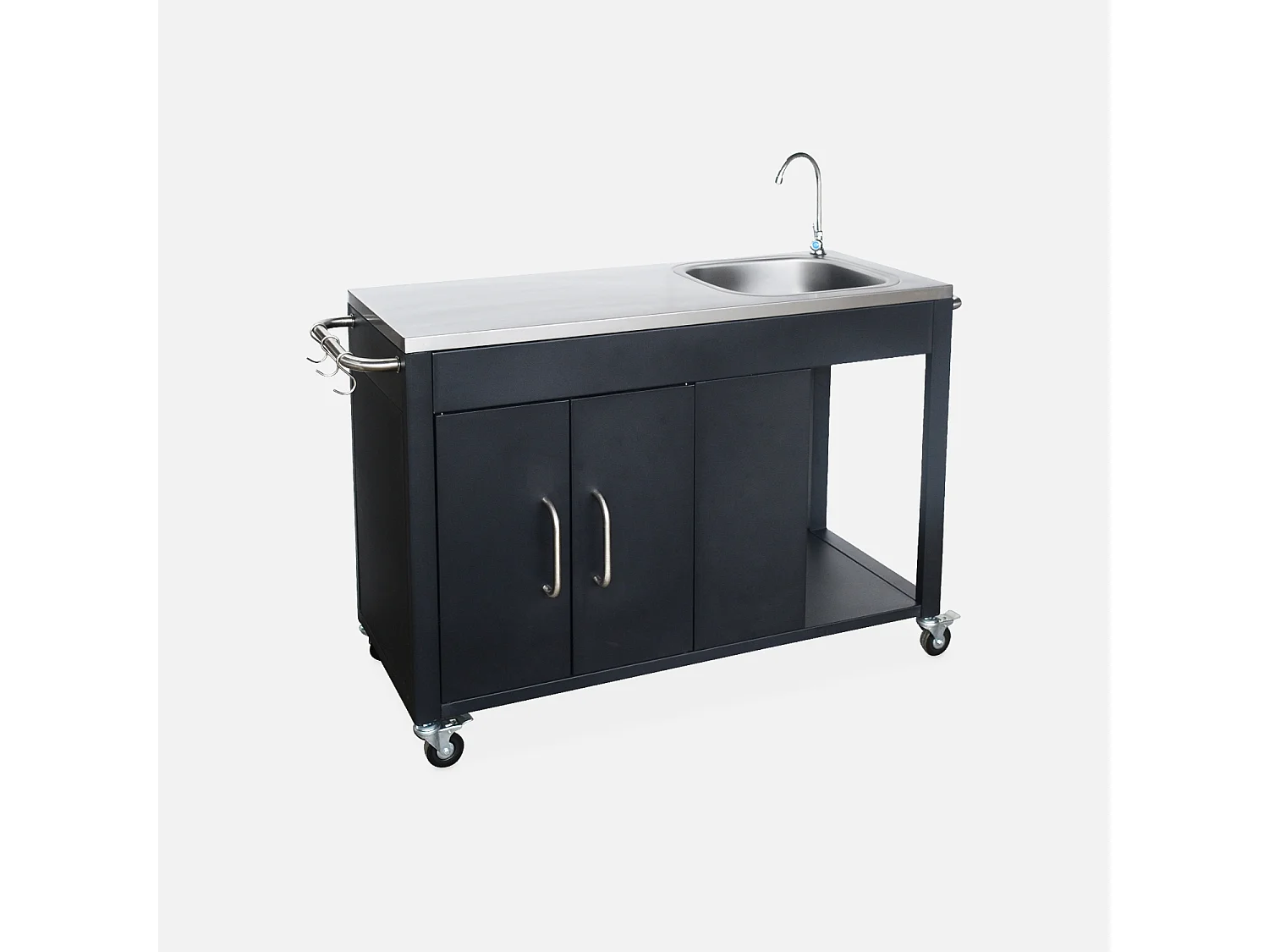 Cocina exterior de acero para barbacoa negro