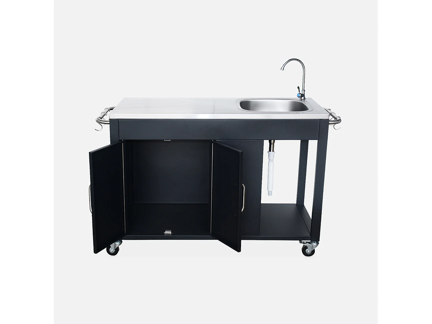 Cocina exterior de acero para barbacoa negro