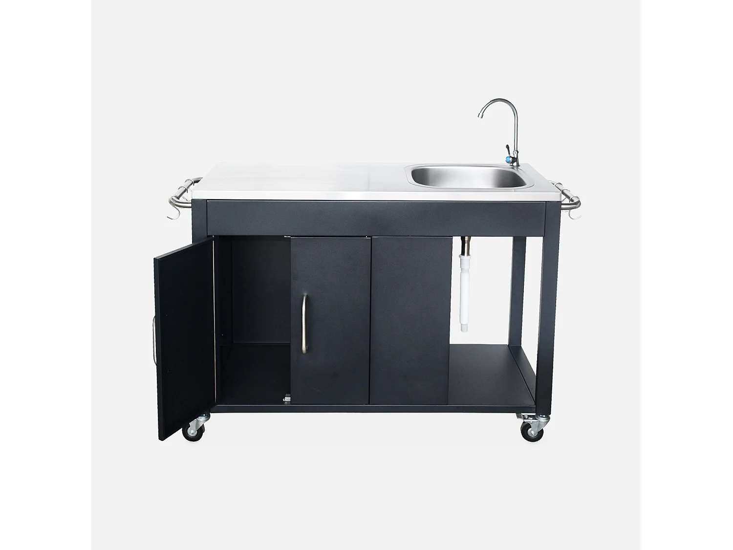 Cocina exterior de acero para barbacoa negro