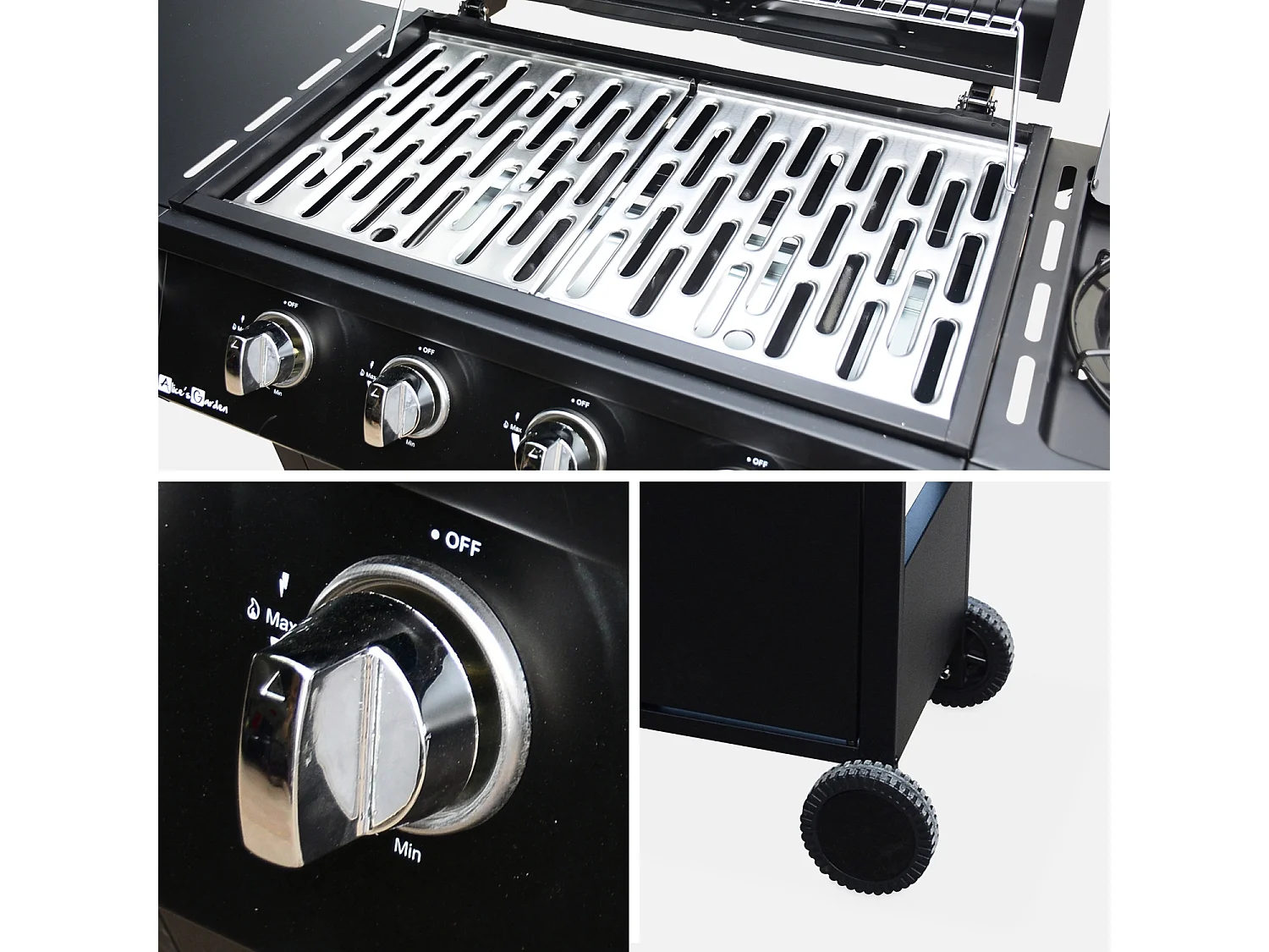 Barbecue a gas 4 bruciatori + 1 fuoco laterale, nero