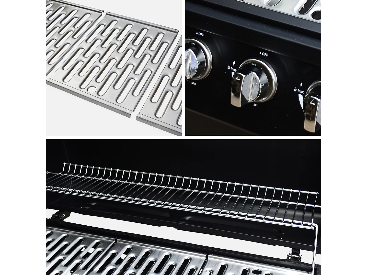 Barbecue a gas con 7 bruciatori di cui 1 laterale, nero