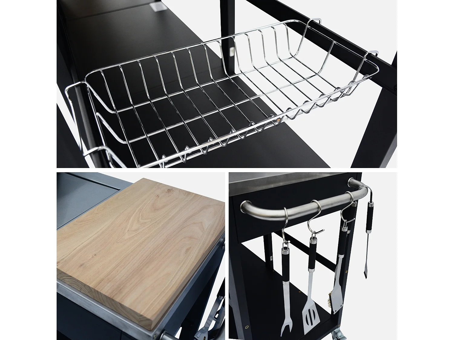 Modulo cucina da esterno con barbecue a 4 bruciatori, fuoco laterale,