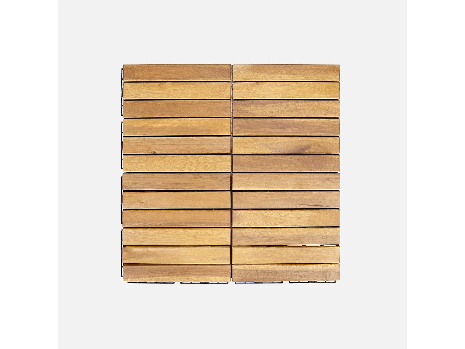 Lot de 36 dalles de terrasses 30x30cm en bois d'acacia. motif linéaire. à lattes. clipsables