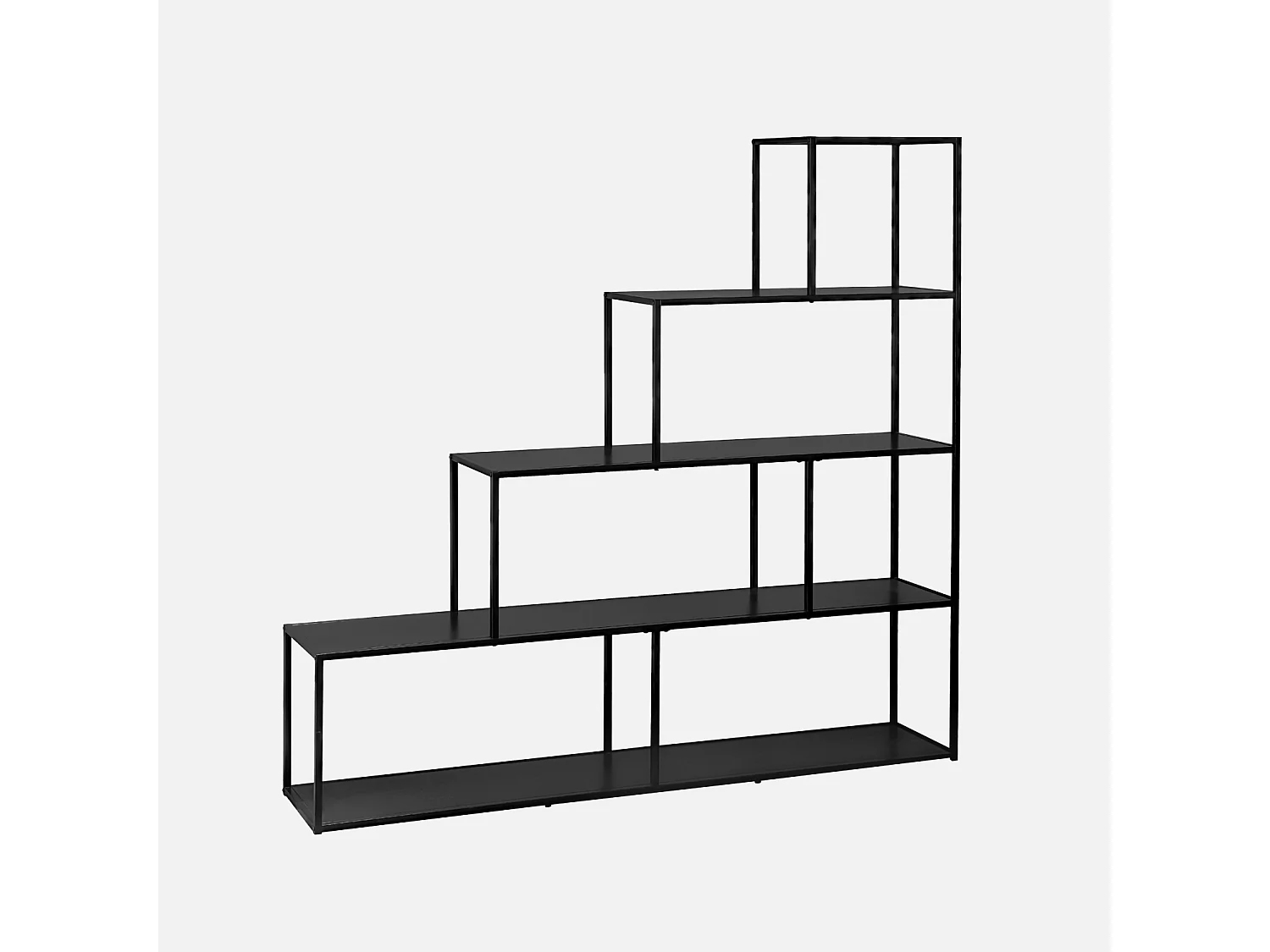 Etagère bibliothèque escalier en métal noir 4 niveaux INDUSTRIELLE  L 160 x P 30 x H 157cm