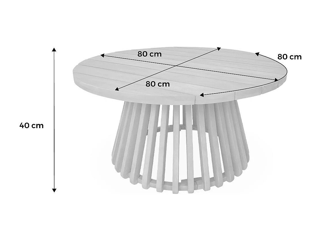 Mesa de centro de jardín de madera, 80cm natural