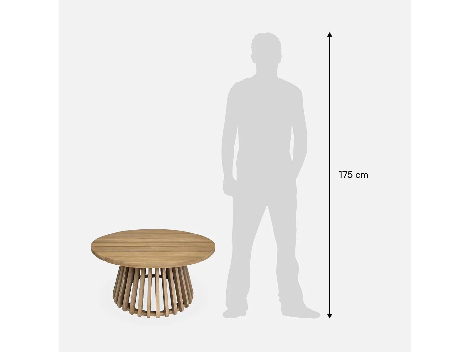 Tavolino da giardino in legno di acacia, 80cm, Oviedo 80cm, Marrone naturale, 80x80x40 cm