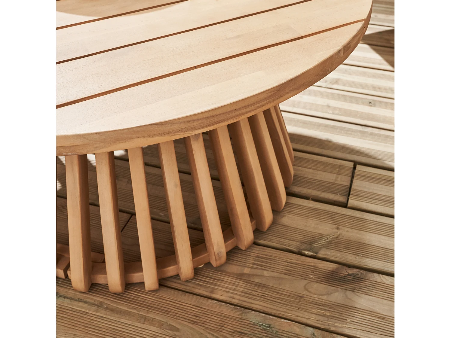 Tavolino da giardino in legno di acacia, 80cm, Oviedo 80cm, Marrone naturale, 80x80x40 cm