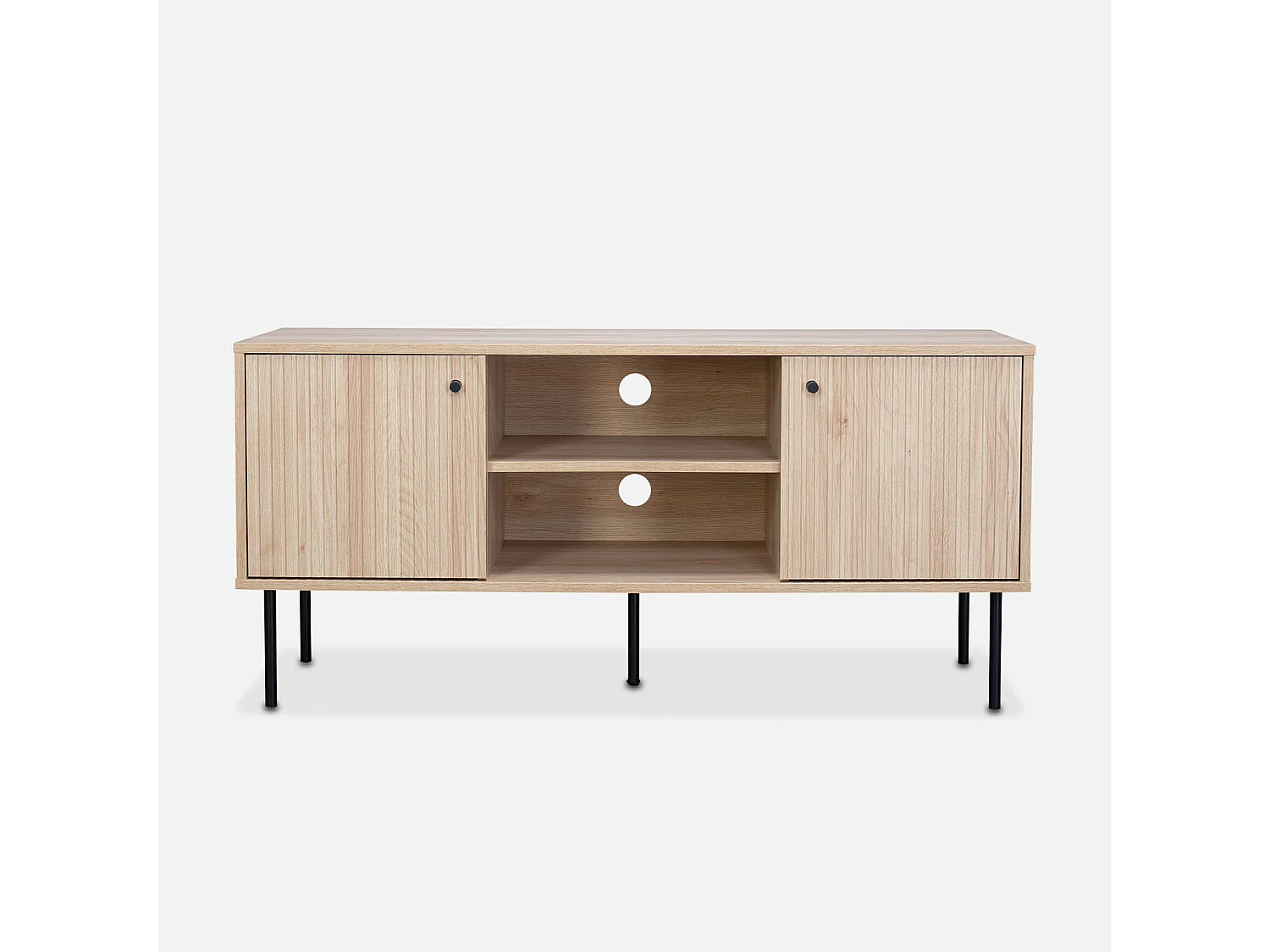 Mueble tv con decoración de madera acanalada, 120cm natural