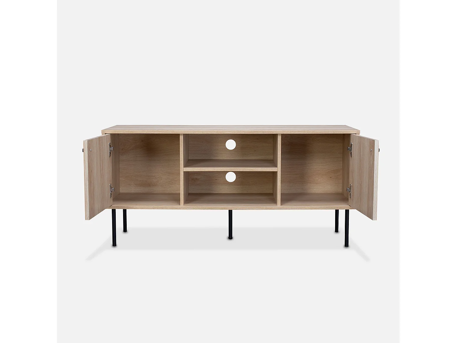 Mueble tv con decoración de madera acanalada, 120cm natural