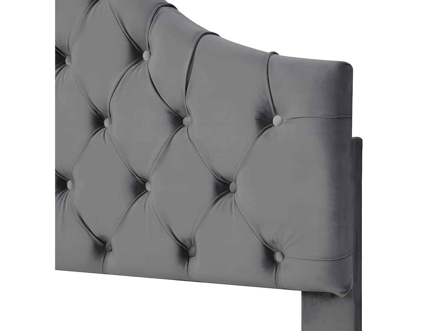 Lit rembourré 90x200cm en velours avec tête de lit réglable + sommier à lattes - Gris