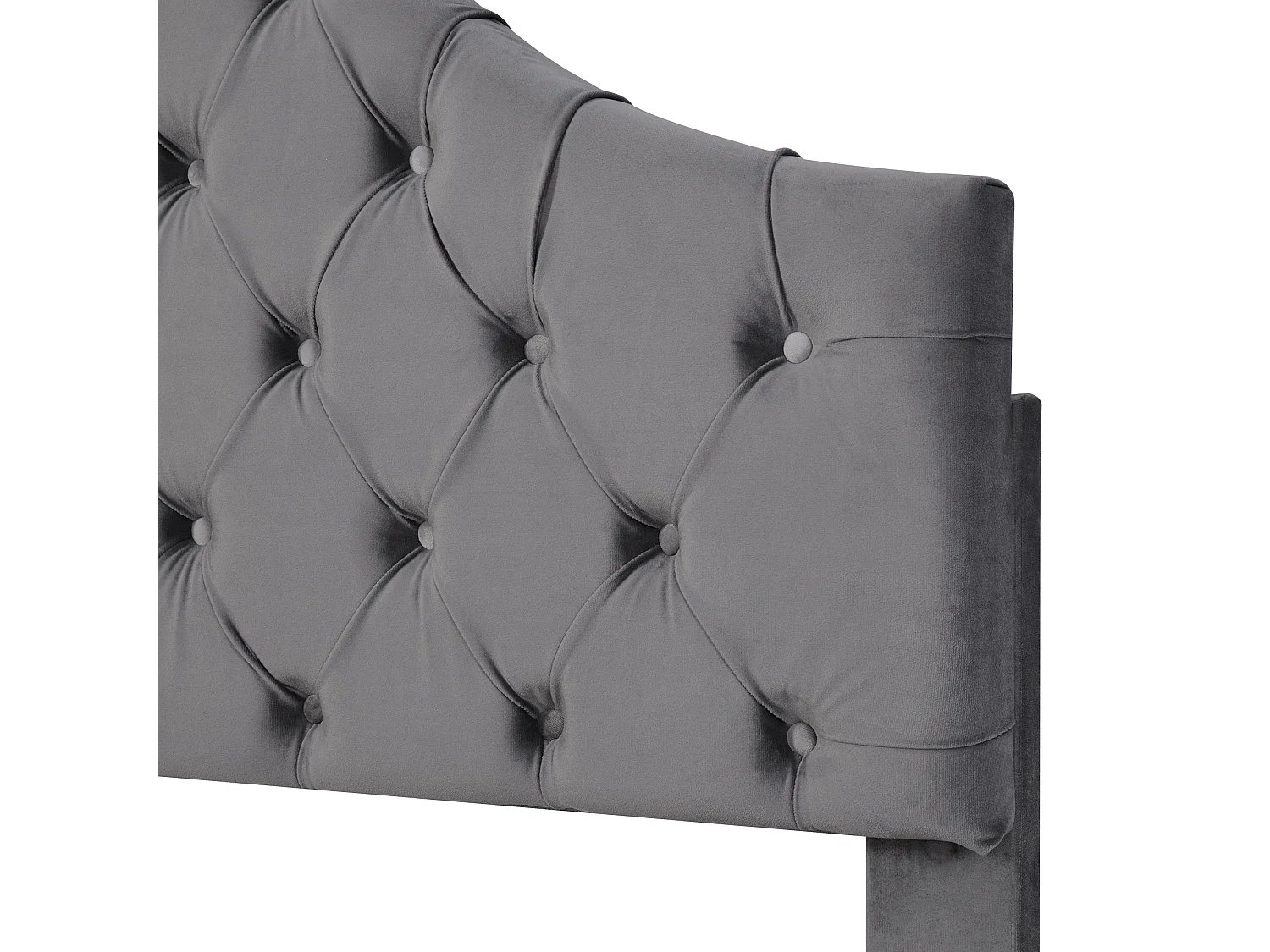 Polsterbett 90x200cm aus Samt mit verstellbarem Kopfteil + Lattenrost – Grau