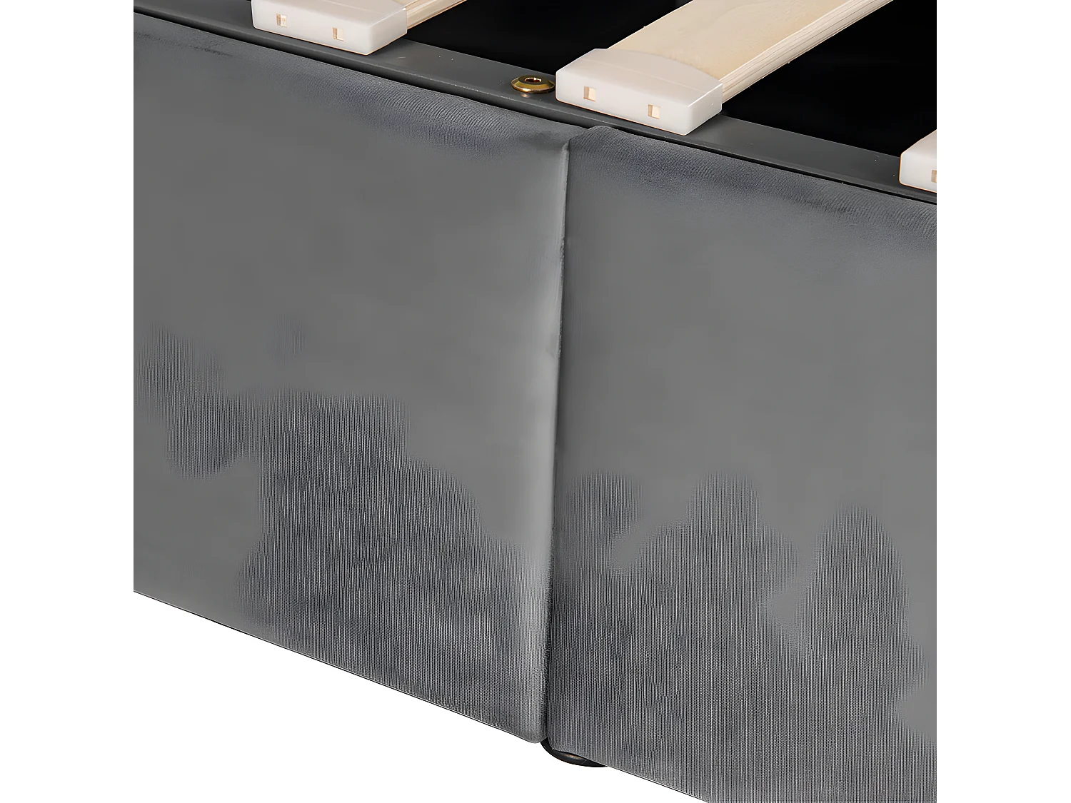 Letto contenitore rivestito in velluto - 140x190 cm - con rete a doghe + testiera regolabile - Grigio