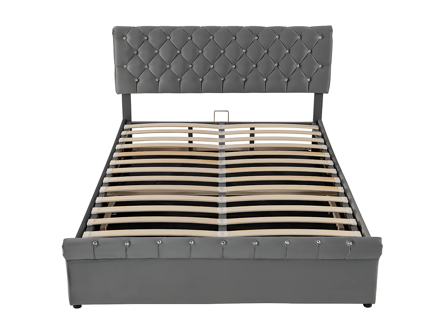 Lit coffre rembourré 140x190cm - tissu en velours - tête de lit réglable - Gris