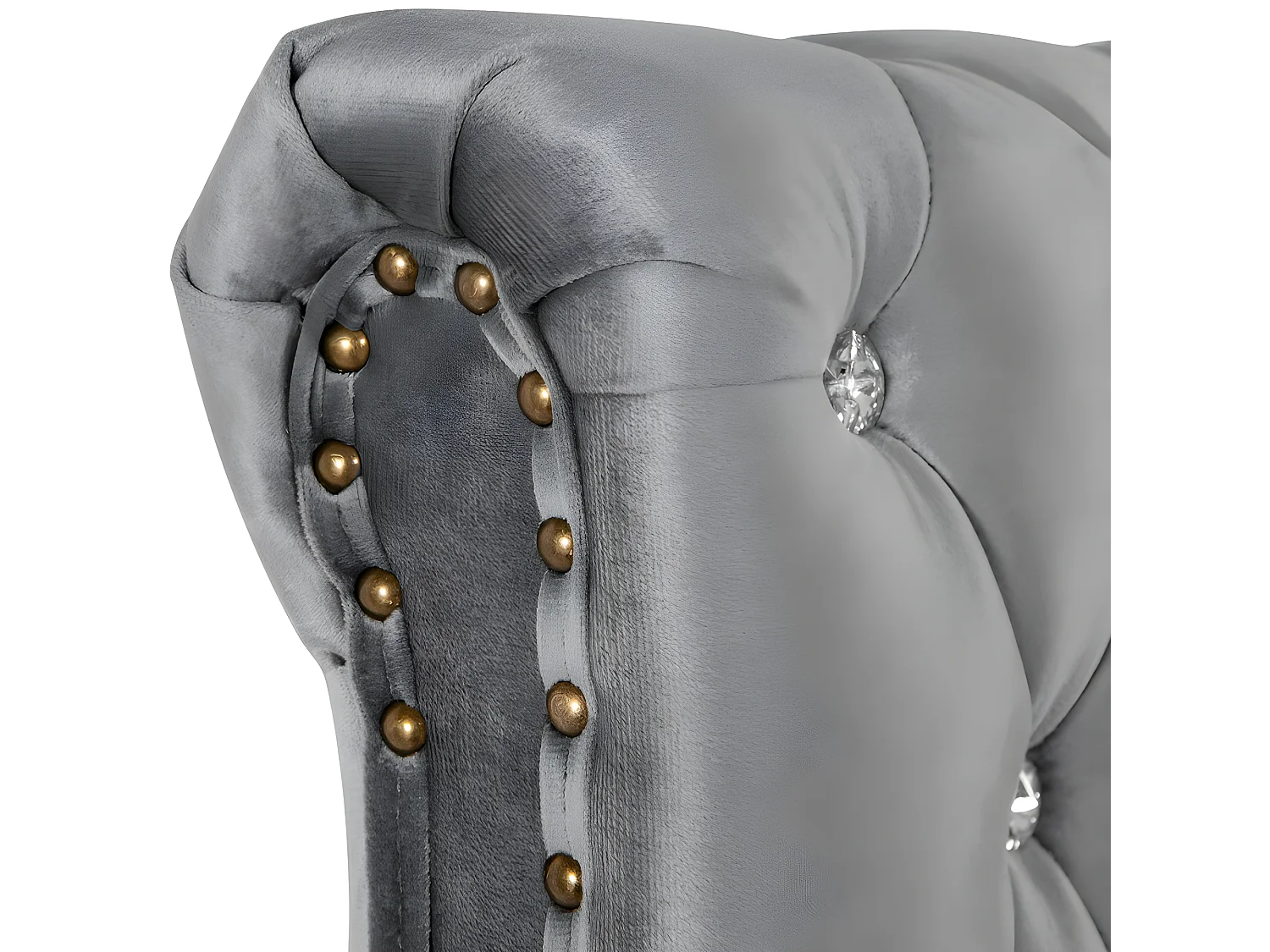 Lit coffre rembourré 140x190cm - tissu en velours - tête de lit réglable - Gris