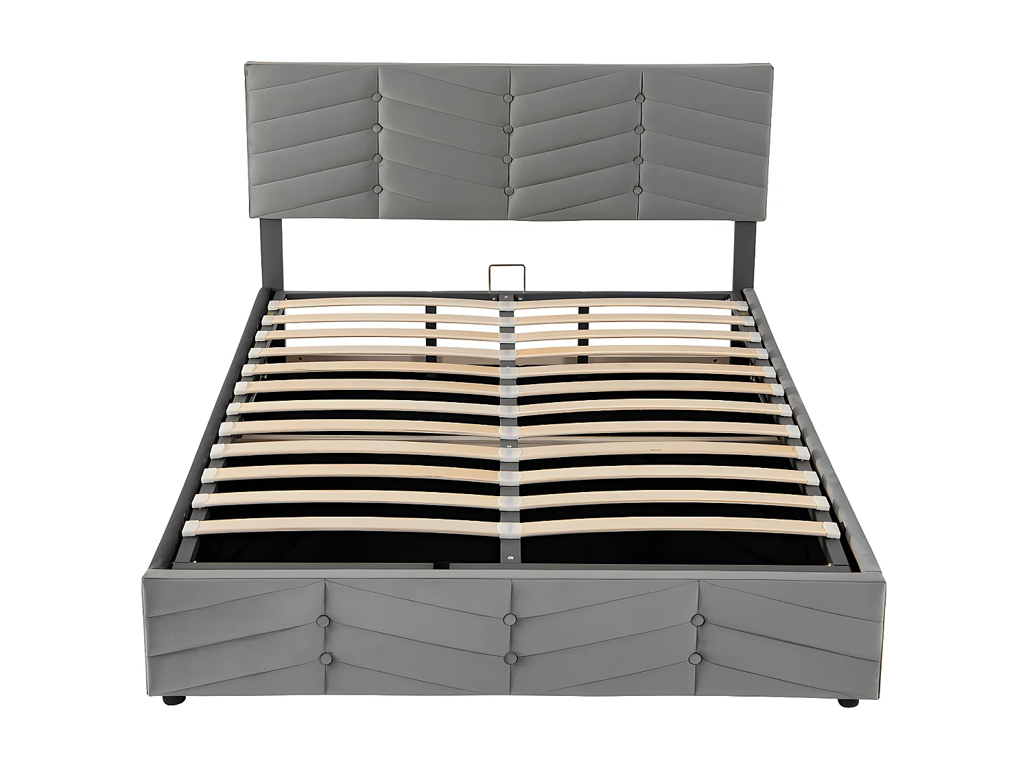 Lit coffre en velours avec sommier à lattes + tête de lit réglable - 140x190cm - Gris